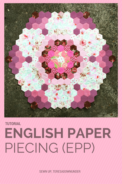 English Paper Piecing (EPP) mini quilt – Sewn Up